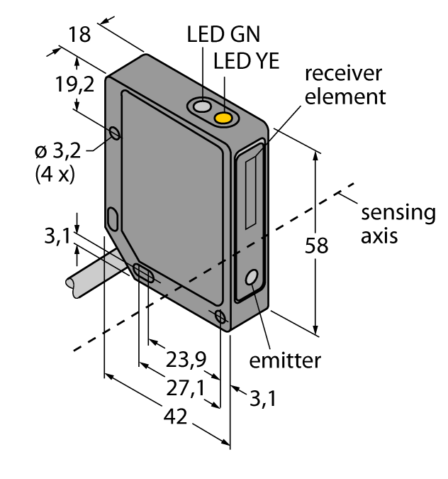 德国TURCK图尔克光电传感器QMT42VN6FF1000 W/30