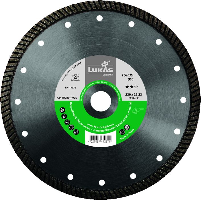 德国 LUKAS 卢卡斯 金刚石切割片 Turbo S10 115x22,23x10